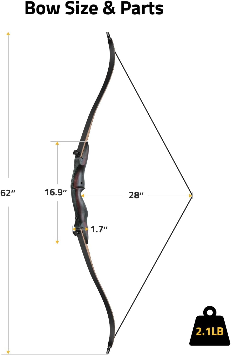 CVLIFE 62" Recurve Bow and Arrow Set for Adults and Hunter,30lb-40lb Right Hand Wooden Takedown Hunting Recurve Bow,for Beginners to Advanced,Outdoor Hunting and Target Practice