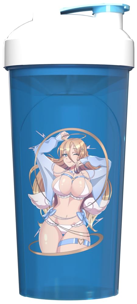 Sexy Gamer Gear Shaker Bottle Anime Cup Drink Mixer for Gaming Drinks Pre Workout Protein Shakes Meal Replacement Shakes and Energy Powder BPA Free Plastic - 25 oz (Heavenly Hottie)