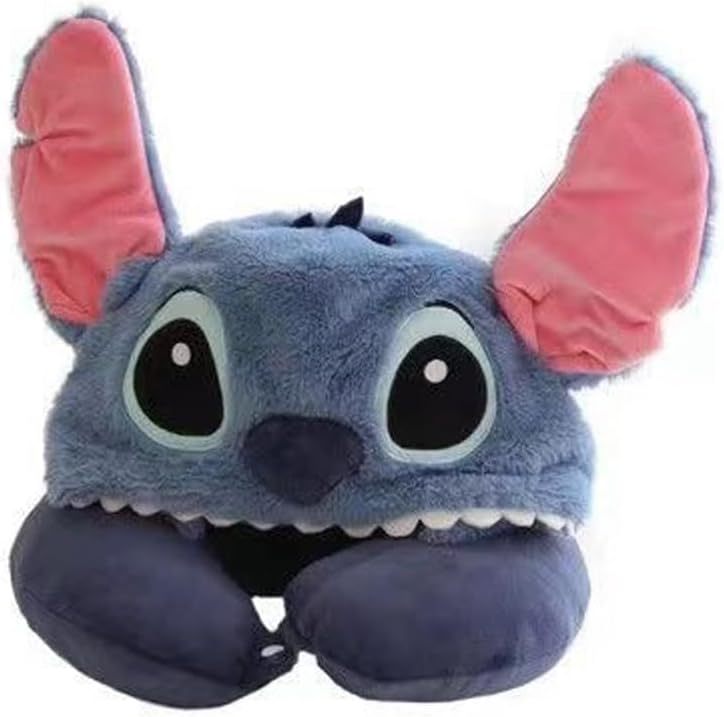 Finex Stitch Monster U-Shape Travel Home Car Neck Pillow for Kids Head Rest Driving Seat Cushion Cute Soft Comfy Cartoon Auto Accessories