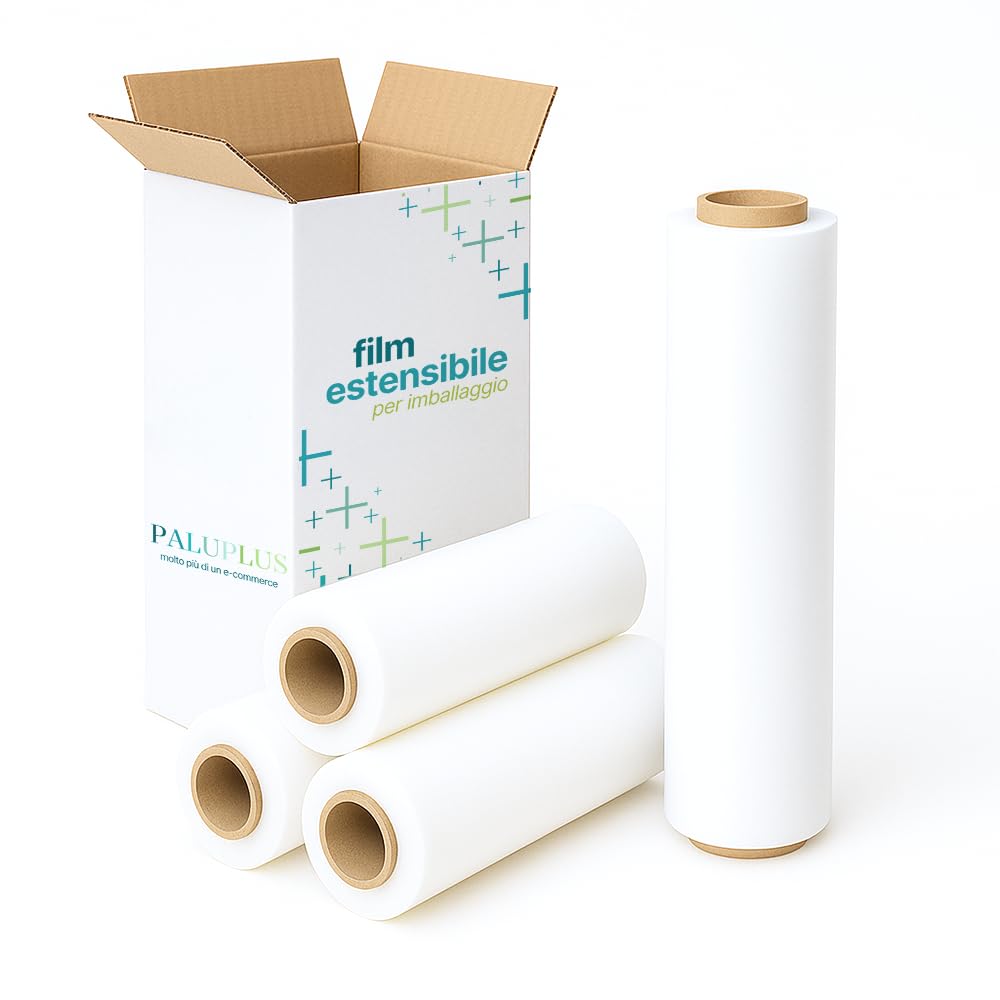 Palucart 6 Rotoli Pellicola Film Estensibile Bianco, spessore 23my, peso 2,4kg h50cm