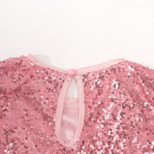 Image of Noomelfish Girls Short Sleeve Sequin Shirts Party Glitter Sparkly Tops Blouse (5-12 Years)