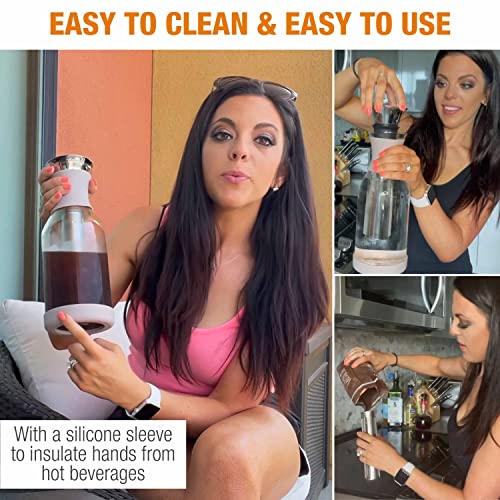 Eparé Cold Brew Coffee Maker & Glass Pitcher With Lid - 1.7 L Infused Iced Coffee Maker With Filter - Black Perfect Iced Tea Pitcher & Glass Water Pitcher #TOP1