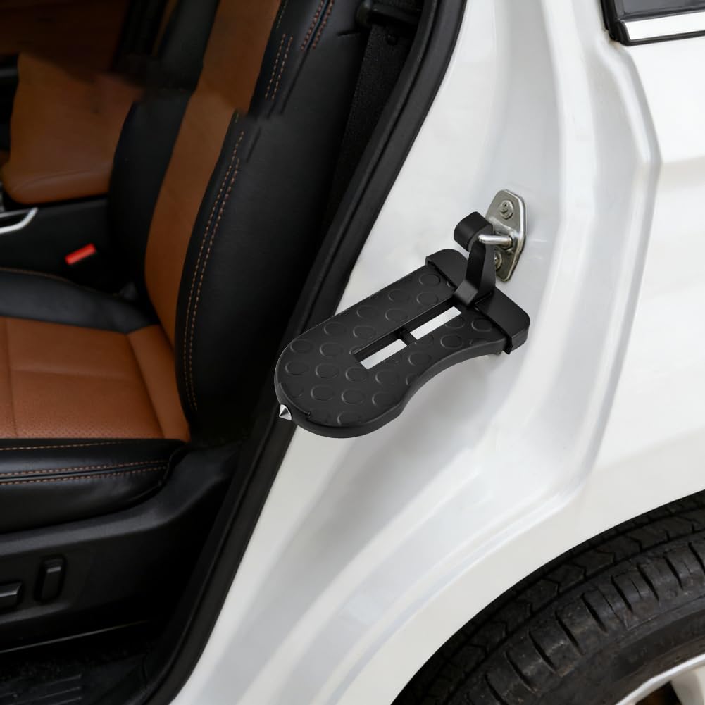 Faltbares Autotürpedal, Autotürsteg Max. Kapazität 400 lb, Universal-Roof-Rack-Fahrzeugsteg mit Sicherheitshammer, Passend für SUV, RV, Geschäftswagen, Familienwagen(schwarz)