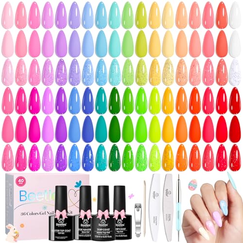 Beetles Spring Gel Polish Set - 36 Colors Pastel Neon Rainbow Bri...
