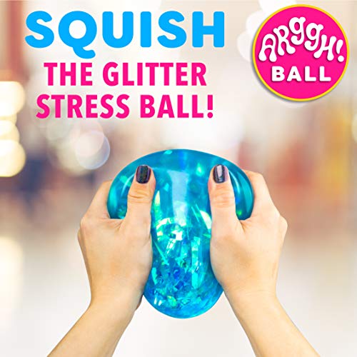 Power Your Fun Arggh Glitter Stress Ball for Adults and Kids - Medium Squishy Stress Ball Fidget Toy, Anti Stress Sensory Ball Squeeze Toy (Blue) - Thumbnail 3