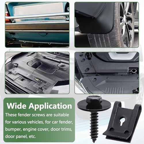 Image of 30Pcs M4.2 Automotive Body Bolt & U-Nut Clips Kit, Multipurpose Fender Bolts Body Fastener Clips for Most Cars Bumper Engine Splash Shield