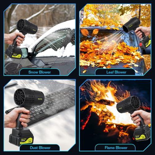 Image of Cordless Leaf Blower, 300000RPM Handheld Blower 2 X 3.0Ah Batteries and Charger Included, Portable Lawn Sweeper for Patio Cleaning, Car Window and Dust