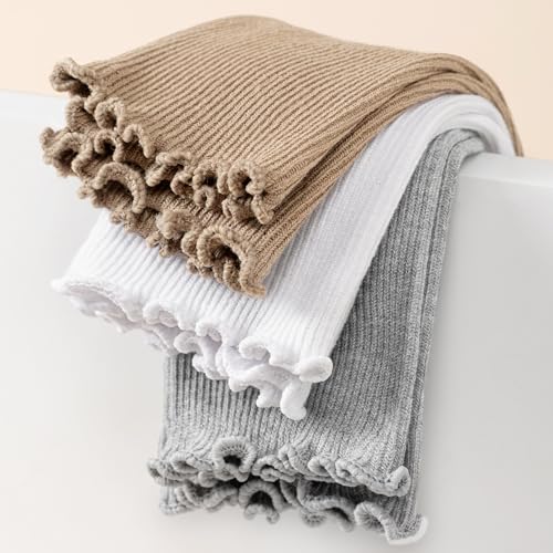 RockDove Women's Set Original Two-Tone Memory Foam Slipper (Size 7-8 US Women, Light Grey/Red) & Lettuce Trim All-Season Socks3