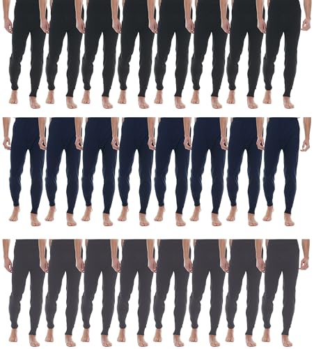 Thermal Bottom Lounge Jogger Pants for Men – Bulk 24 Pack One Size Stretchy Fits M-XXL – Warm Sweatpants for Cold Weather