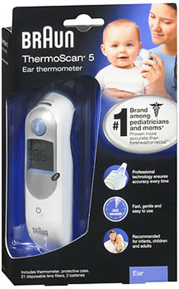 Braun IRT6500US ThermoScan 5 Ear Thermometer with protective case and lens filters