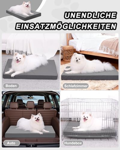 Favodormir Orthopädisches Hundebett Hunde 73x45cm,Abnehmbare Wassericht Kunstleder-Hülle Hundekissen Hundematratze für Hunde,Komfortable & Kühlende Für Innen- Und Außenbereich,Grau