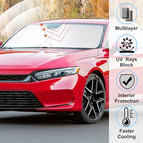 Image of Windshield Sun Shade Custom Fit for 2023 2024 2025 2026 Honda Accord Accessories Foldable Sunshade Sun Blocker Protect Car from Sun Rays & Heat Damage Keep Car Cooler