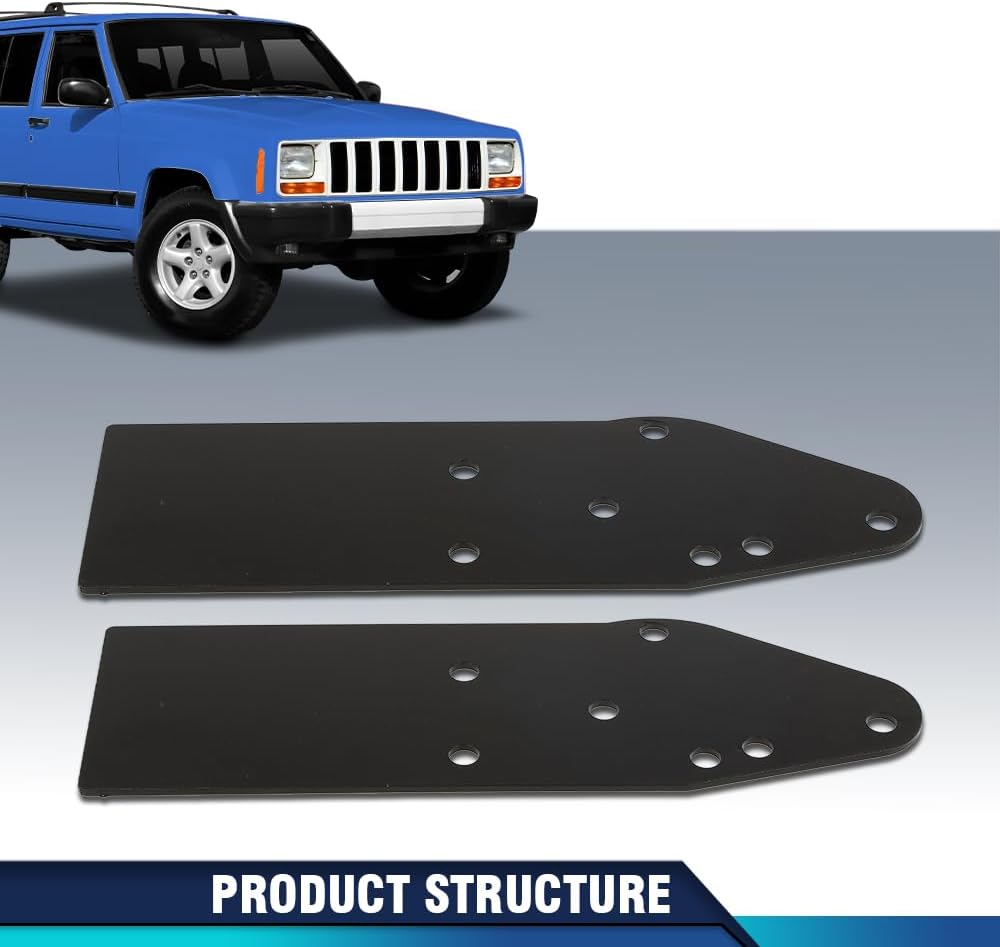 PIT66 Front Bumper Steel Reinforce Mount Brackets Compatible with Jeep Cherokee XJ MJ 1984-2001 Black