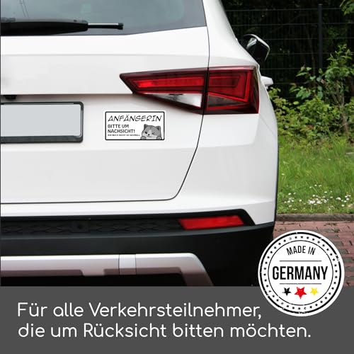 Auto-Magnet-Schild Anfängerin! Katze I 20 x 10 cm I Fahranfänger-in I kfz768