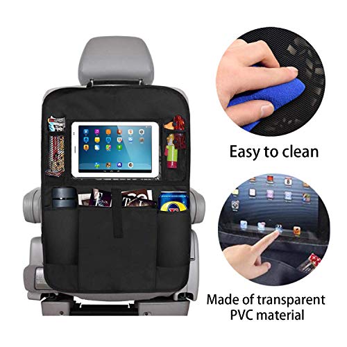 Axelect Car Backseat Organizer 2 Pack, Car Seat Back Organizers Storage Kick Mat Seat Protector, Car Seat Back Protectors With Clear 10" Tablet Holder + 5 Storage Pockets Back Seat Organizer For Kids #TOP4