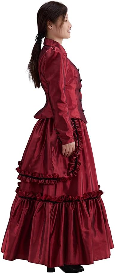 CosplayDiy Victorian Red Dress for Women Civil War Ball Gown Edwardian Dress Historical Costume