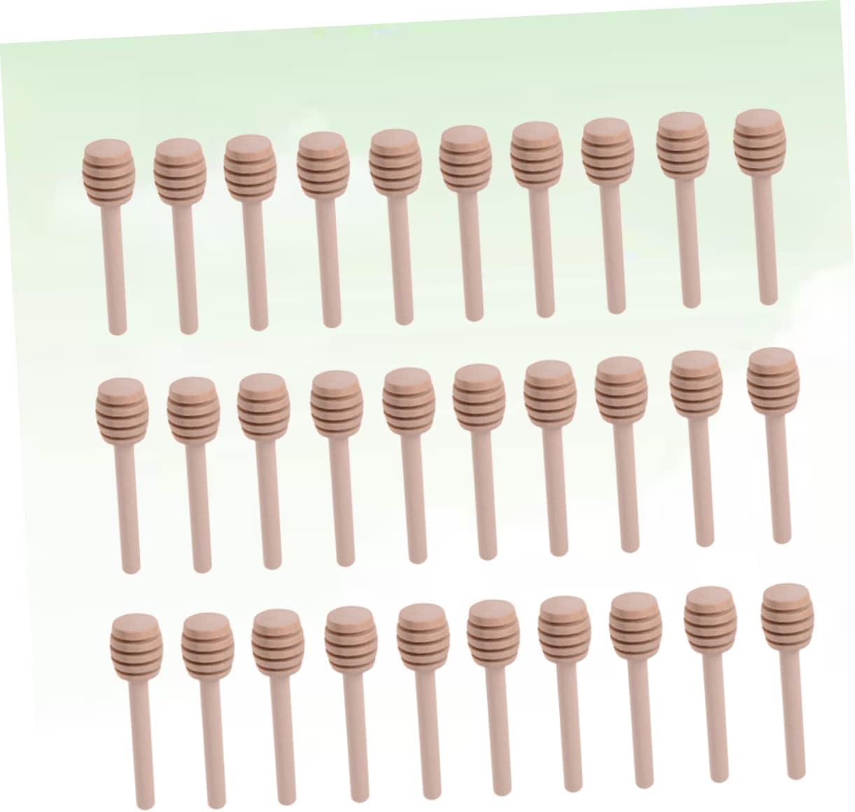 Unomor 90pcs Mini Wooden Honey Dipper Sticks Honey Stirrer for Syrup for Honeycomb Weddings and Kitchen Use