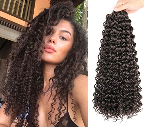 8 Packs 14 inch GoGo Curl Crochet Hair for Black Women Water Wave Curly Crochet Braiding Hair Ocean Wave Beach Curl Wavy Crochet Hair Extensions (Pack of 8, Dark Brown)