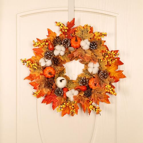 Couronne d'automne durable de 45 cm pour décorer sans perdre de feuilles - 4