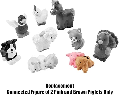 Miniatura 4 de Pieza de repuesto para juego Fisher-Price Little People de animales de granja - DFN55 - Repuesto 1 figura conectada de 2 lechones rosa y marrón