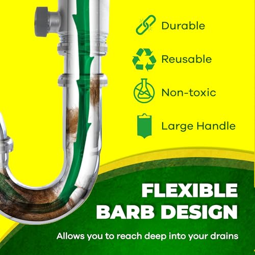 Image of Zip-it Hair Clog Remover, 25-inch Drain Unclogger Tool for Shower, Tub & Sink In Seconds - Reusable Snake D Hair Removal Tool, Flexible Snake Non-toxic - Green (10-Pack)
