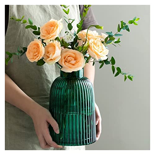 Vase à rayures en verre transparent grand format pour composition florale - 2