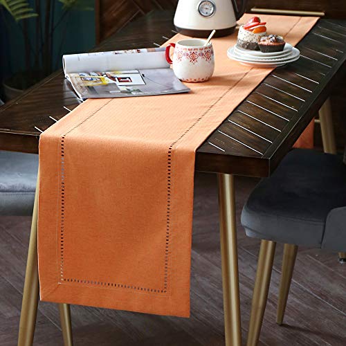 Exquisites Leinengewebe Exquisites Lasergeschnittenes Muster Tischläufer Beige Orange Grün Kaffee Farbe Grau Optional (Orange, 35 x 180 cm) – Ansicht 3