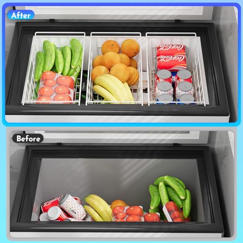 17.5 Inch Freezer Organizer Bins for Chest Freezer, 2Pack Metal Wire Chest Freezer Organizer Deep Freezer Organizer Bins with Hanging Handles, Freezer Baskets for Chest Freezer - Thumbnail 6