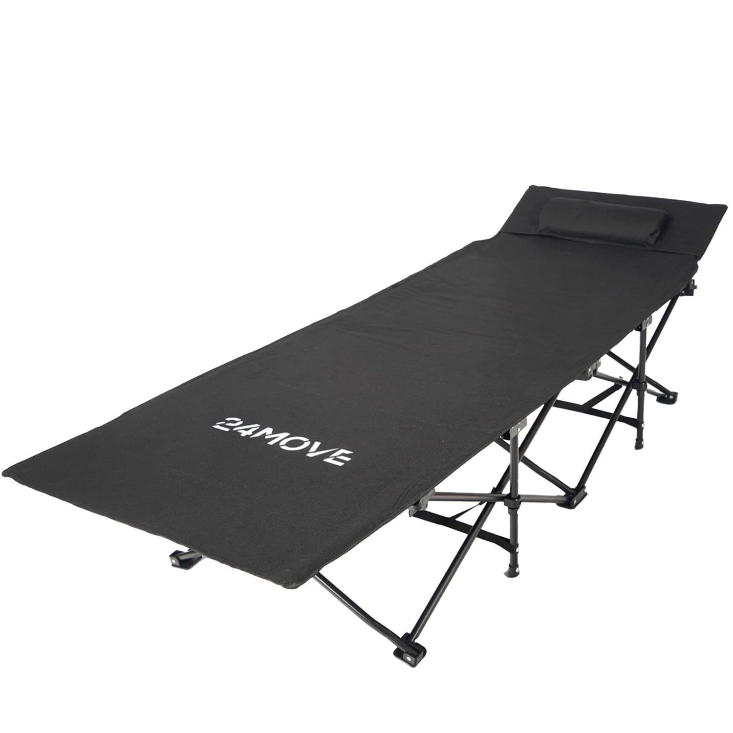 24MOVE® Feldbett Campingbett bis 150 kg In-und Outdoor Camping faltbar, 190 x 67 x 34cm, tragbar mit Tasche, für Garten oder Reisen, schwarz