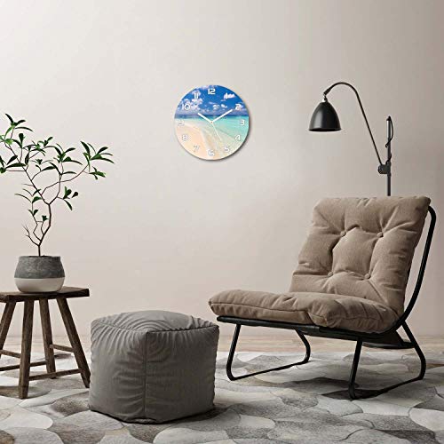 Horloge en Verre 60x60cm Impression Maldives Pendule Murale Silencieuse - 4