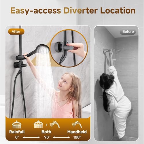Image of BRIGHT SHOWERS Rain Shower Heads System - 9 Inch Rainfall Shower Head and Handheld Shower Head with Height Adjustable Holder, Solid Brass Rail and 60 inch Long Stainless Steel Hose, Oil-Rubbed Bronze
