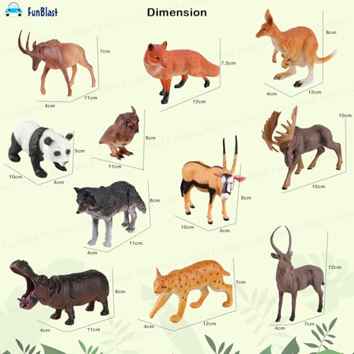 Image of FunBlast Jungle Animal Figure Toy - 12 Pcs Realistic Zoo Animals Toy for Kids, Animal Figure Playset, Learning Toys for Kid, Wild Animal Toy Figure Play Set for Kid (Set-B)