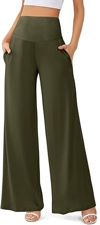 JZC Women's Palazzo Lounge Pants Casual Wide Leg Pants High Waist Flowy Toursers with Pockets