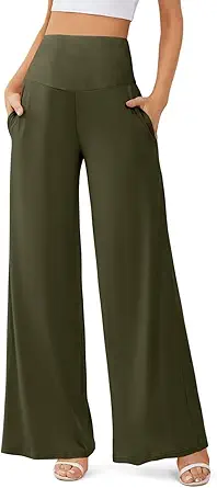 JZC Women's Palazzo Lounge Pants Casual Wide Leg Pants High Waist Flowy Toursers with Pockets