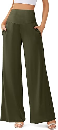 JZC Women's Palazzo Lounge Pants Casual Wide Leg Pants High Waist Flowy Toursers with Pockets