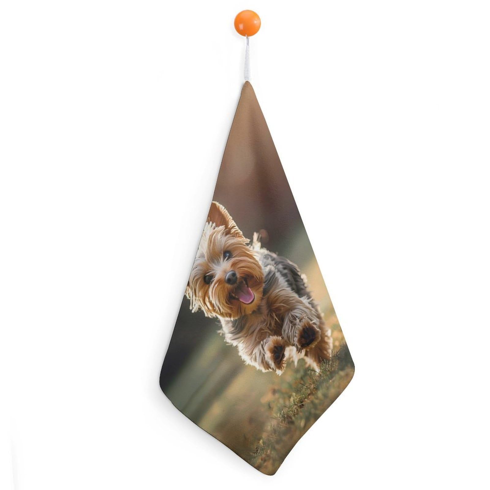 TXFBTRFSA Cute Yorkshire Terrier Dog Hand Towels with Hanging Loop Kitchen Towel Handkerchiefs Cleaning Cloths