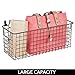 mDesign Set of 2 Hanging Storage Baskets – Medium Size Wall-Mounted Metal Wire Basket – Multi-Purpose Organiser Tray for Household Items – Bronze