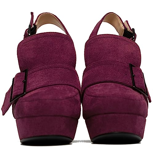 Image of SHODENSE Women Vintage Platform Chunky High Heels Pumps Shoes Round Closed Toe Platform Loafers Ankle Strap Block Heel Slingback Summer Sandals Backless Buckle Loafer Ladies Chic Sexy Party 4-11 M US