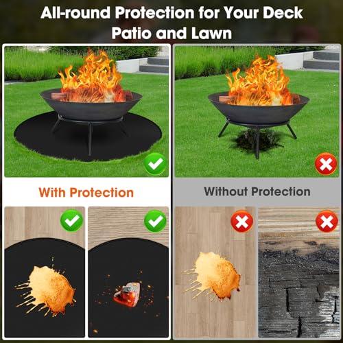 Yizhet 399047US 36 Inch Round Fireproof Under Grill Mat, Black Fire Pit Mat For Solo Stove Bonfire, Reusable Oil-Proof Waterproof Bbq Pad For Deck Patio Grass Outdoor Grill Accessories thumb #3