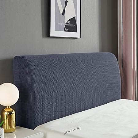 Kamanan Funda de Cabecero Funda de Cabecero Funda de Cabecero Funda de Cabecero de Cama Hinchable Funda de Cabecero Color Sólido Elástico para Cabecero de Dormitorio Tapizado 110-130CM (Gris Oscuro)