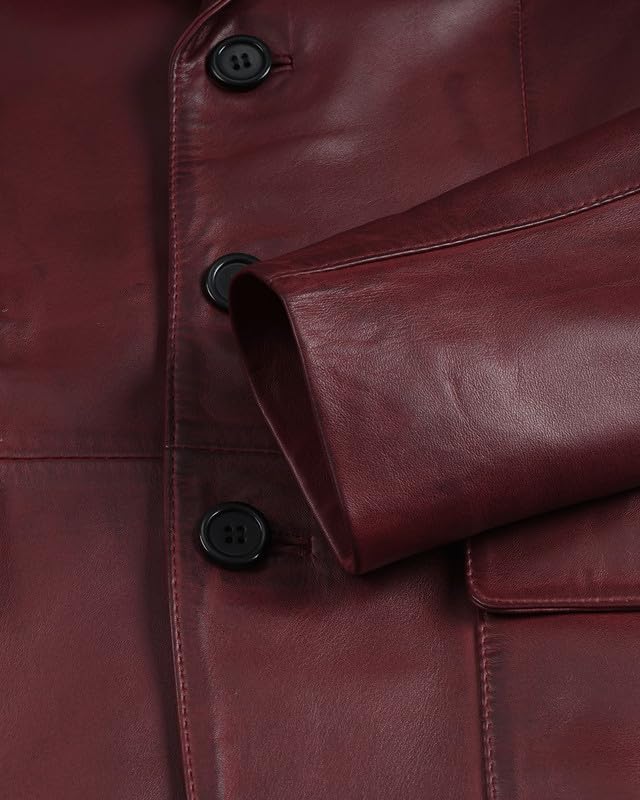 Image of Blingsoul Mens Leather Blazer Jacket - Real Lambskin Sport Coat with Notch Lapel Collar