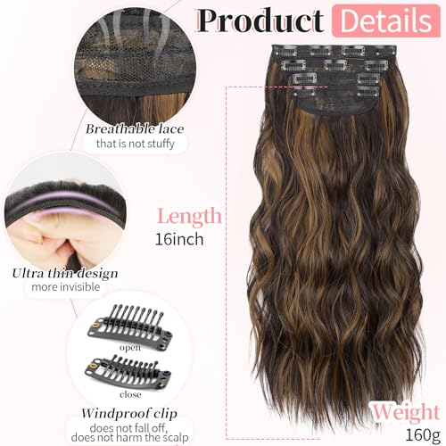 Image of KooKaStyle Wavy Clip in Hair Extensions 16 inch Balayage Dark Brown to Chestnut