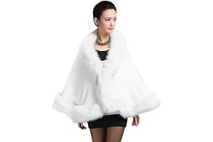 Women Luxury Bridal Faux Fur Shawl Wraps Cloak Coat Sweater Cape