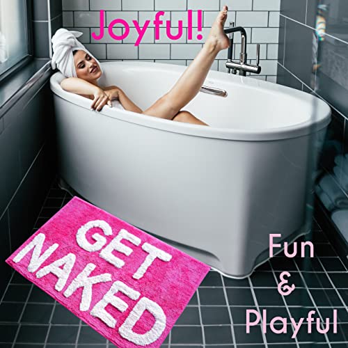 Get Naked Badematte, Hot Pink, lustig und niedlich, magentafarben, pfirsichfarben, dunkelrosa, Badezimmerteppich, Dusche… – Ansicht 4