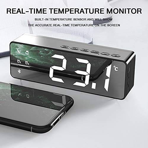 Despertador digital com alto-falante Bluetooth, rádio-despertador, despertador duplo, relógio de cab