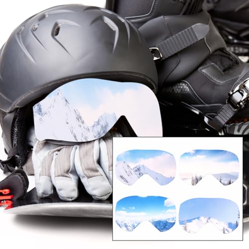 Sinbana 4pcs Ski Snowboard Goggle Cover Sleeves, 4 Snowy Mountains Patterns Polyester Ski Goggle Lens Cover Protectors for Adults Kids Travel Storage Accessories Scratch-Resistant & Dust-Resistant - Image 6