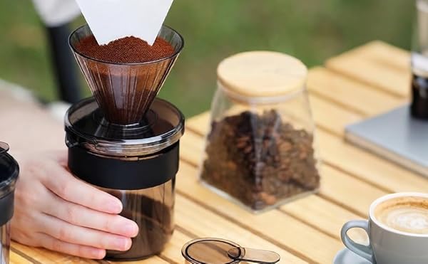 3 in 1 Pour Over Coffee Maker, Travel Coffee Cup with Scale, 14.5 fl oz / 450 ml, Portable Hand Drip Coffee Filter in Cup, Compact Space Saving Design for Camping, Hiking, Home Use - 4