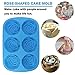 SENHAI Large Rose Flower Silicone Tray for Cake Bread Pudding Chocolate Muffin Soap, 6-Cavity 3D Ice Cube Handmade Molds- Purple & Blue & Pink