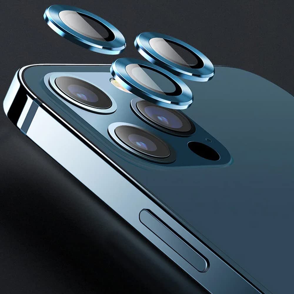 Coverzone iPhone 13 Pro İle Uyumlu Arka Kamera Tempered Çözünürlük Engellemeyen, Parmak İzi Bırakmayan, Tozdan Koruyan Camera Protection iPhone 13 Pro Lens Koruyucu (Mavi)