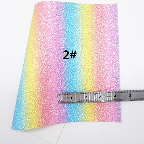 Jennleathert Rainbow Stripes Chunky Glitter Leather, Pink and Blue Chunky Glitter Leather Sheets for Bow 21x29CM Twinkling Ming KM451-2 - Fauxs Leather Sheets for Earrings
